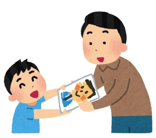 父の似顔絵展示 画像